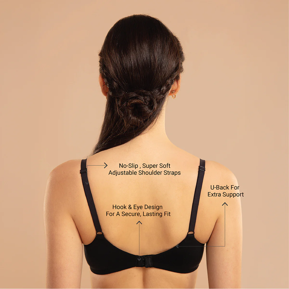 Nykd by Nykaa Super Soft Luxe Modal Padded Cushioned Wire T-Shirt Bra NYB218 Black - Image 5