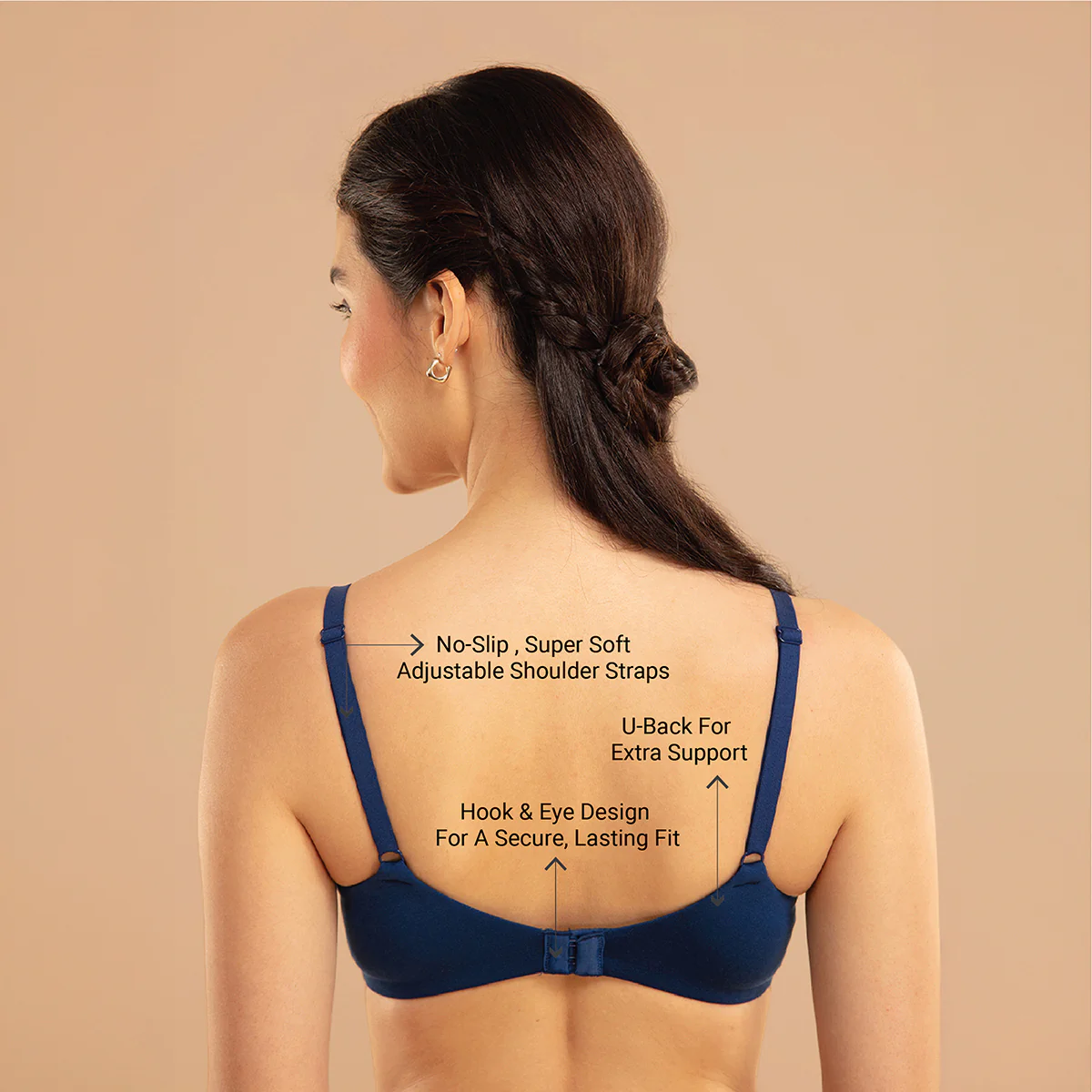 Nykd by Nykaa Super Soft Luxe Modal Padded Cushioned Wire T-Shirt Bra NYB218 Blue - Image 5