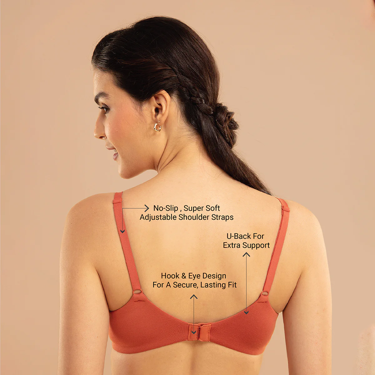 Nykd by Nykaa Super Soft Luxe Modal Padded Cushioned Wire T-Shirt Bra NYB218 Orange - Image 5