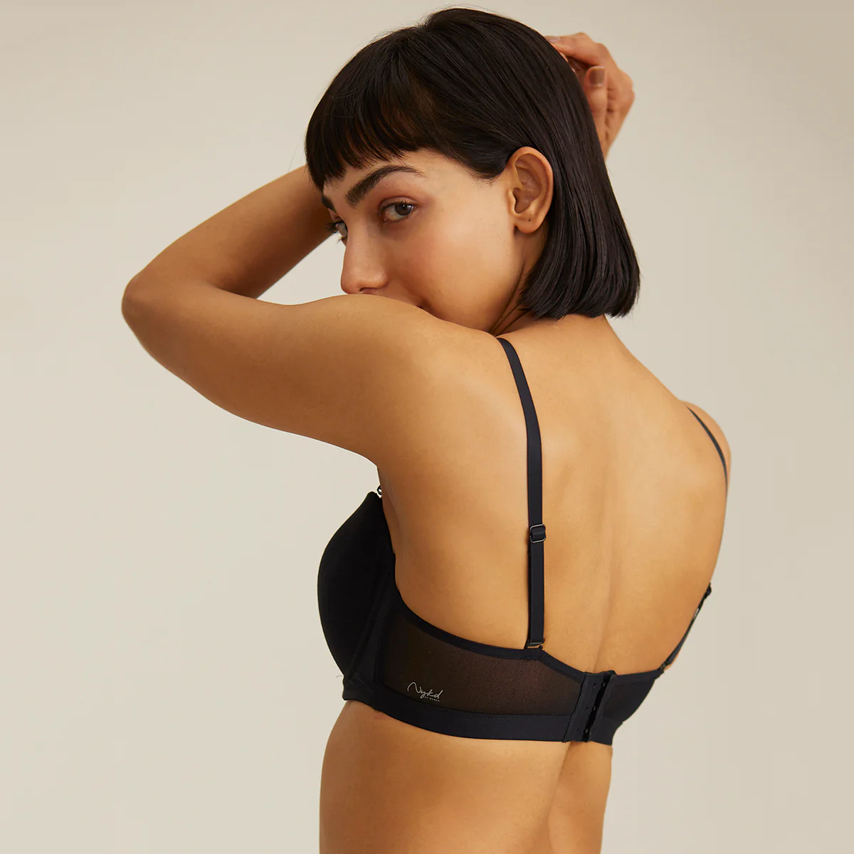 Breathe Cotton Padded wired Strapless bra Medium coverage-NYB004-Black - Image 6