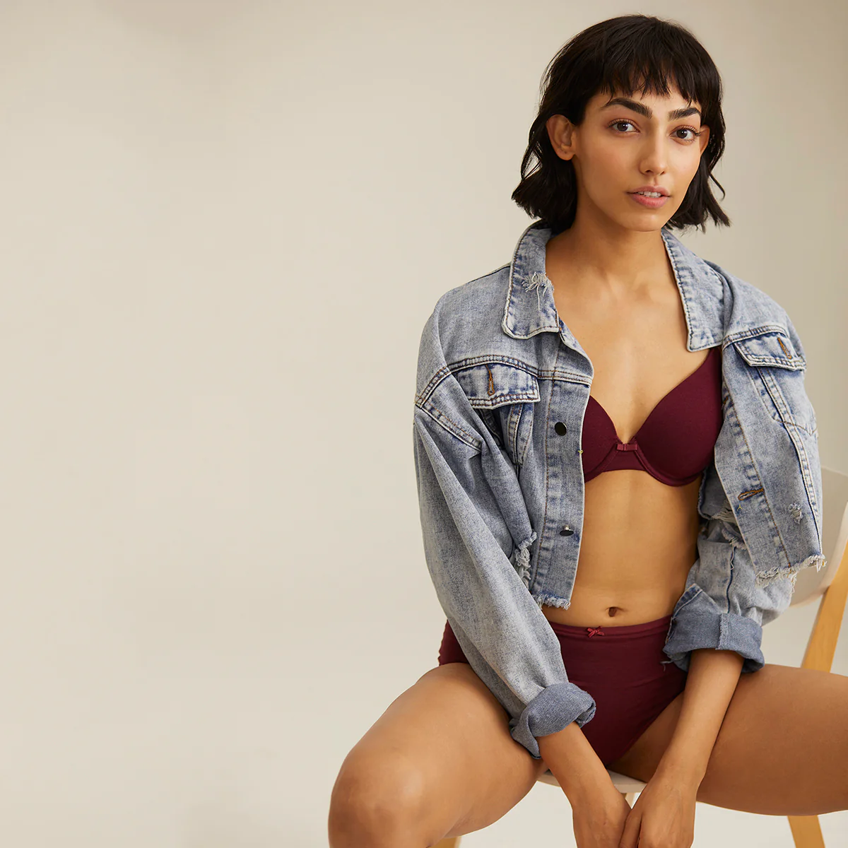 Breathe Cotton Padded wired T-shirt bra 3/4th coverage-NYB001-Maroon - Image 3