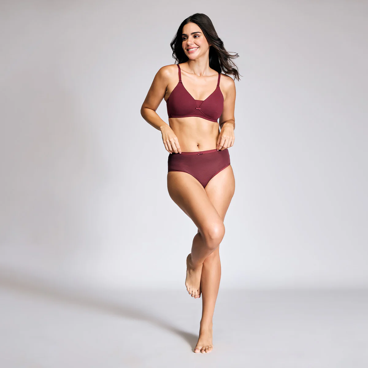 Nykd By Nykaa Breathe Cotton Triangle Cup Padded Non Wired T-Shirt Bra NYB003 Maroon - Image 7