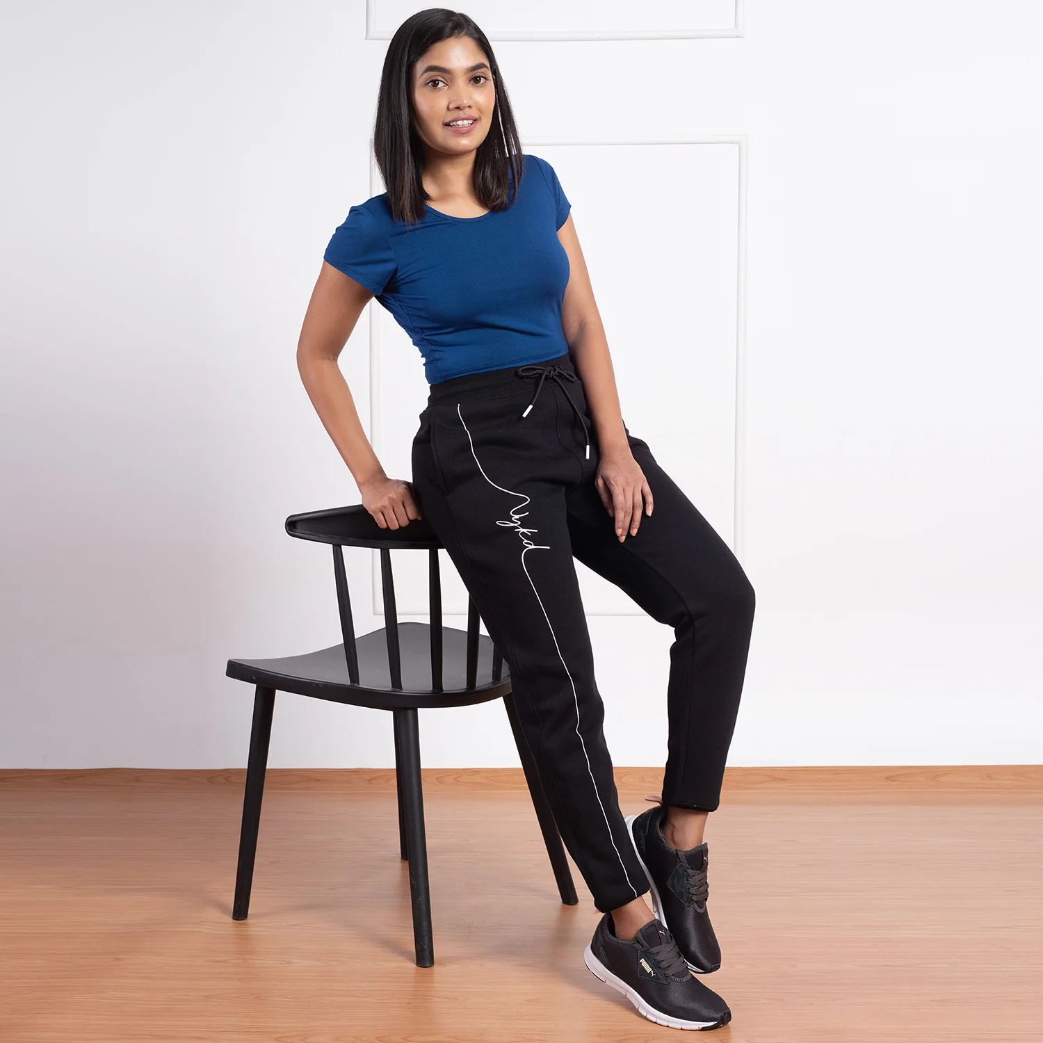 Nykd All Day Essential Modal Short Sleeve Crop Top-NYOE011-Estate Blue - Image 4