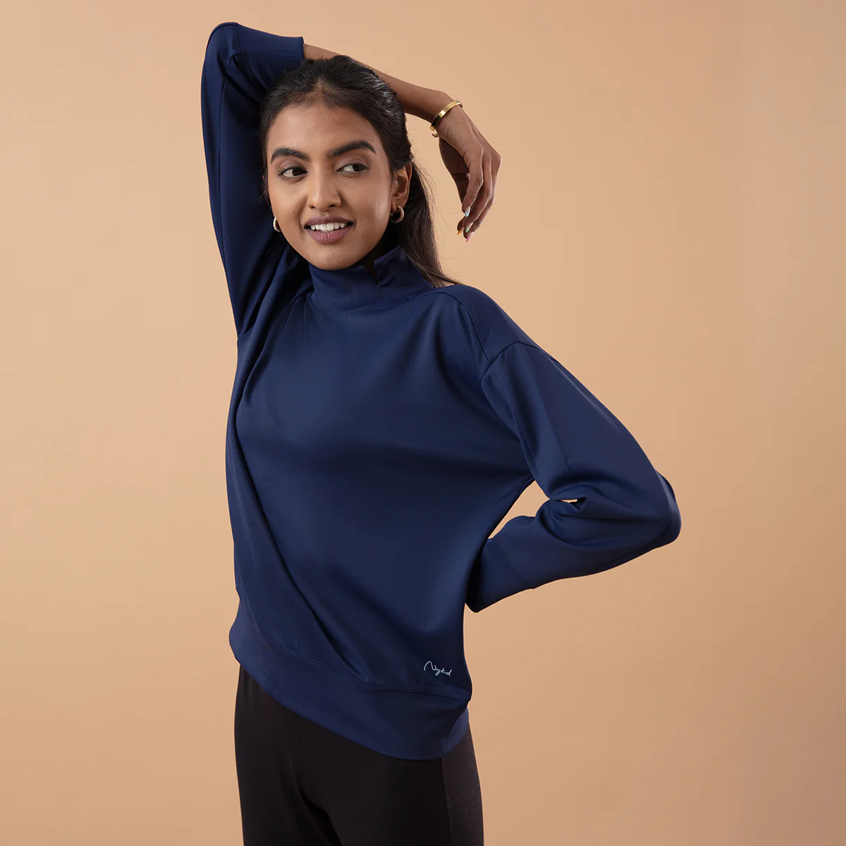 Nykd All Day Casual Chic High neck Sweatshirt-NYAT157-Peacoat - Image 4