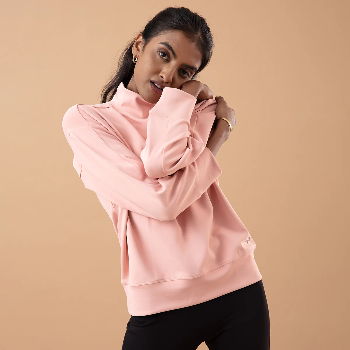Nykd All Day Casual Chic High neck Sweatshirt-NYAT157-Pink - Image 4