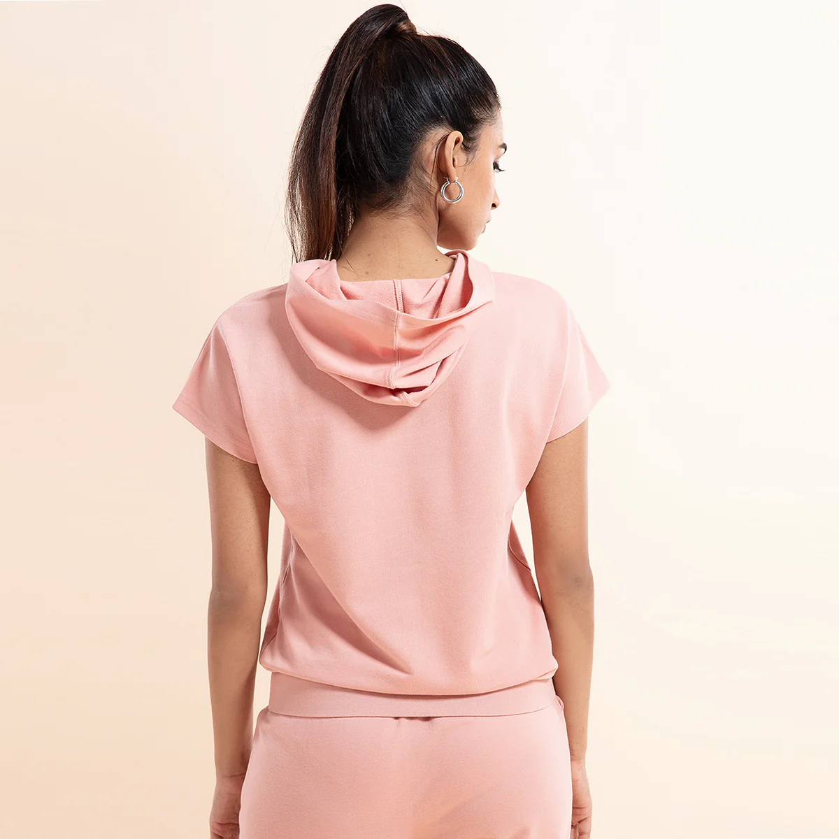 Nykd All Day Crop Top Hoodie-NYAT016-Mellow Rose - Image 4