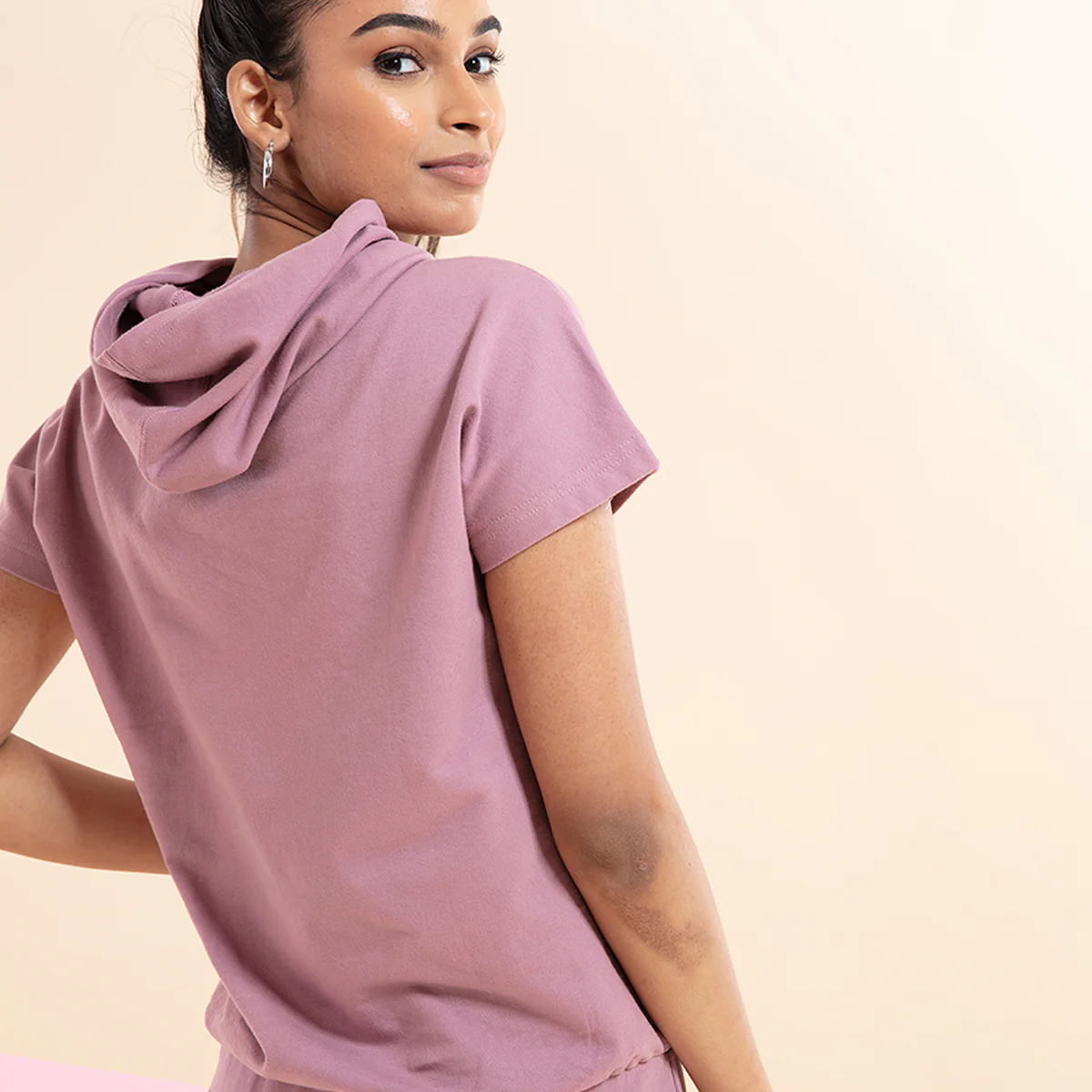 Nykd All Day Crop Top Hoodie-NYAT016-Wistful Mauve - Image 5