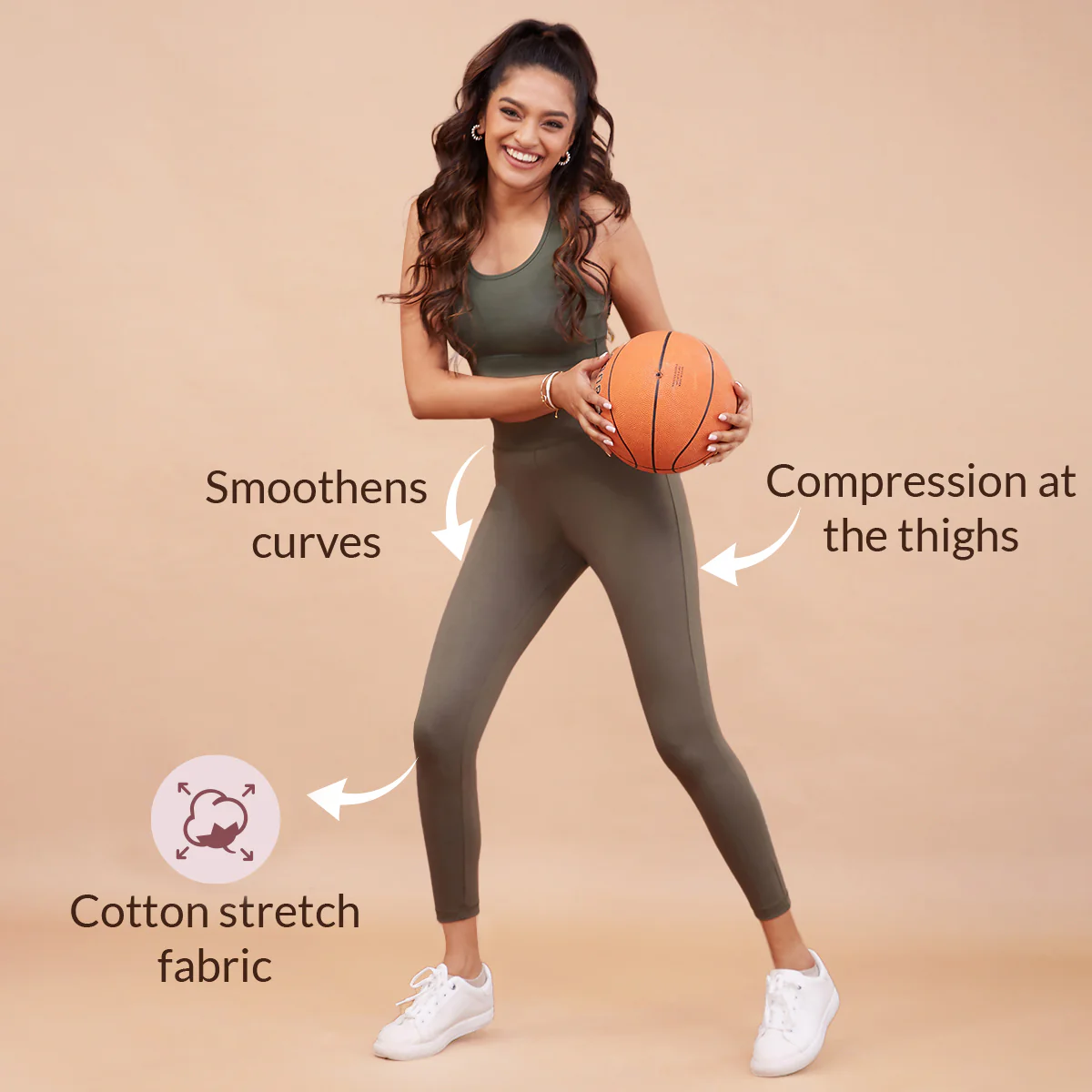 Nykd All Day Essential Cotton Leggings-NYAT076-Beetle Green - Image 5