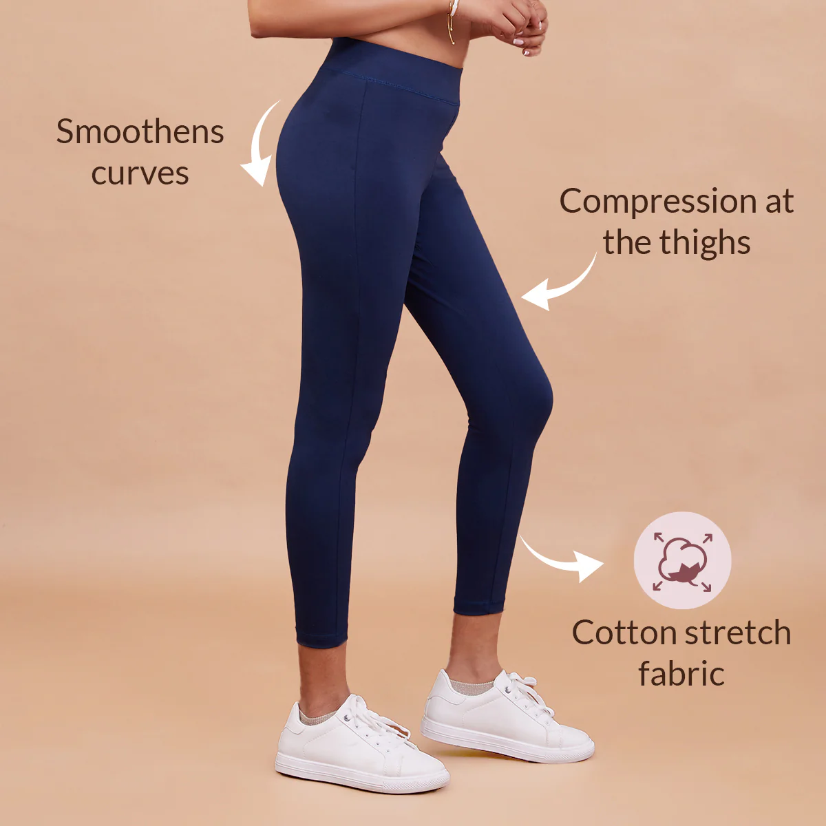 Nykd All Day Essential Cotton Leggings-NYAT076-French Navy - Image 3