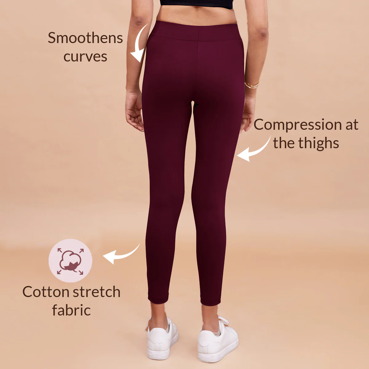 Nykd All Day Essential Cotton Leggings-NYAT076-Potent Purple - Image 4