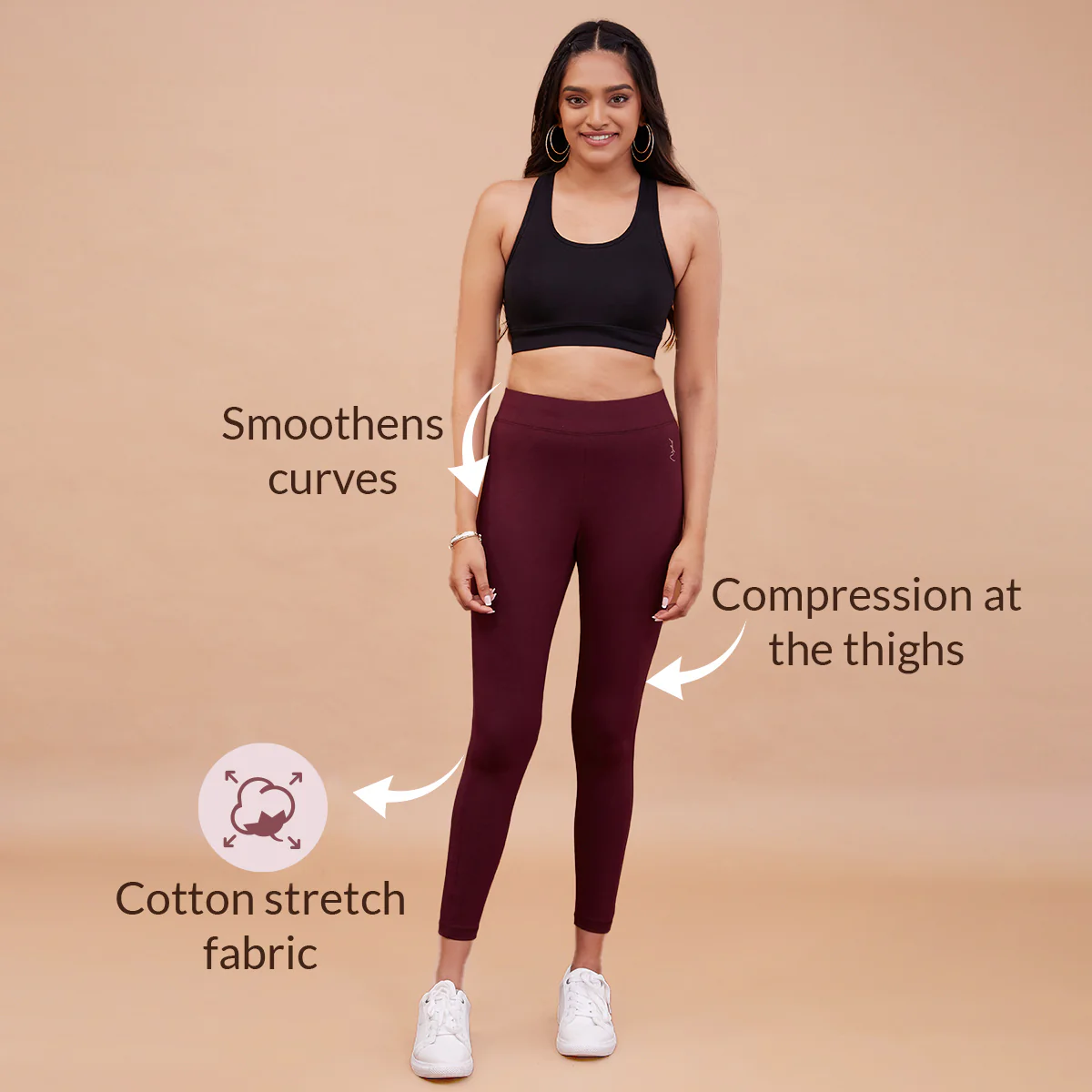 Nykd All Day Essential Cotton Leggings-NYAT076-Potent Purple - Image 5