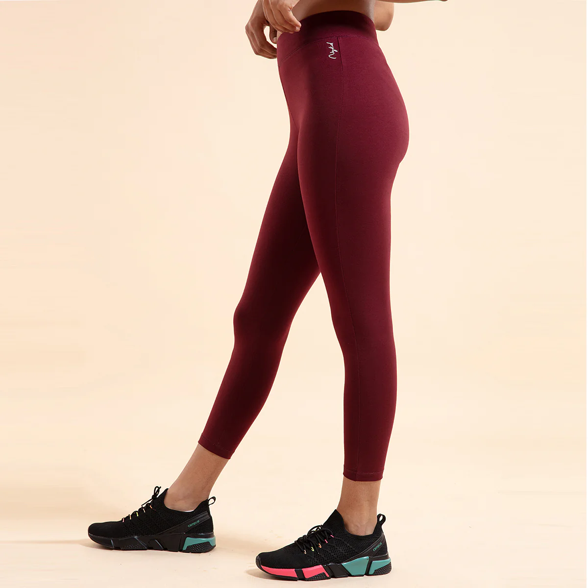 Nykd All Day Essential Cotton Leggings-NYAT076-Zinfandel - Image 3