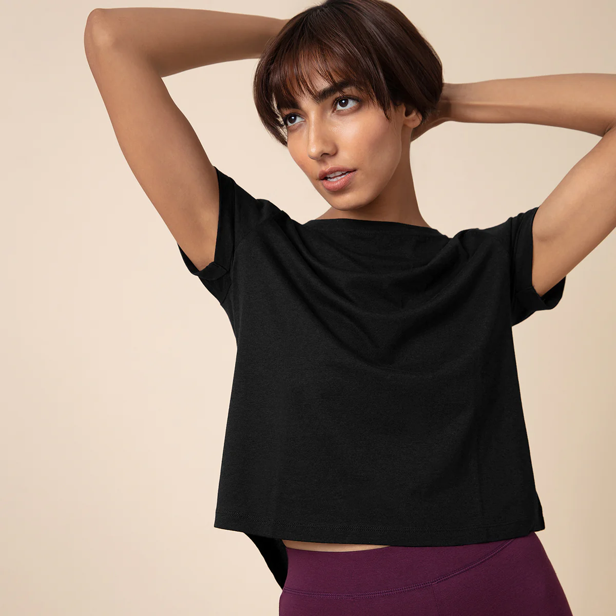 Nykd All Day Essential Cotton Modal Tee in Relaxed fit-NYLE048-Black - Image 3