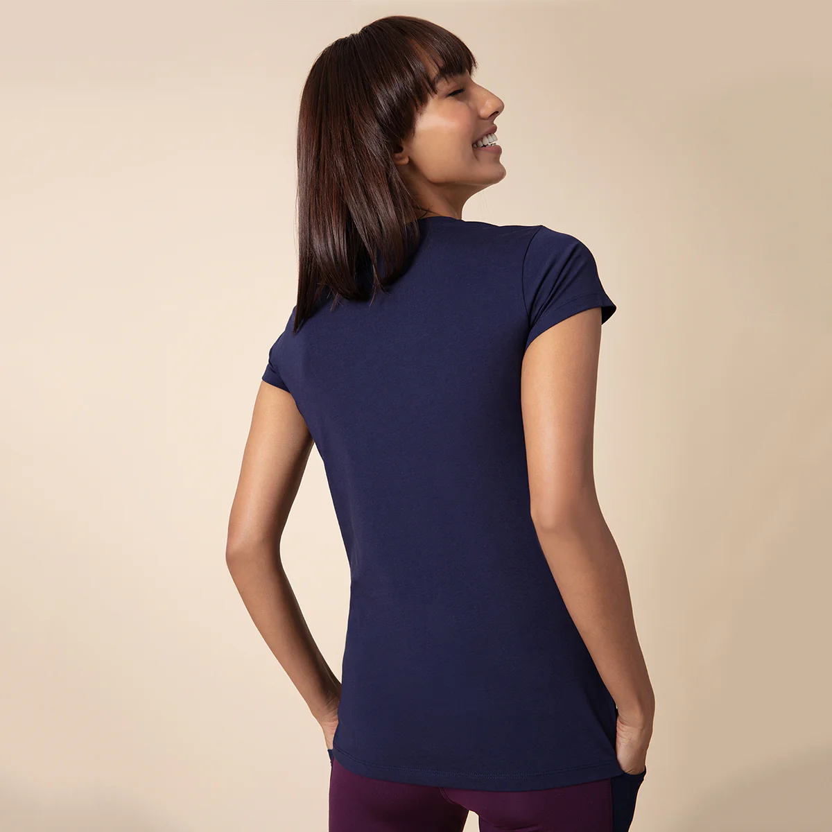 Nykd All Day Essential Cotton Modal Tee in Relaxed fit-NYLE048-Peacoat Navy - Image 4