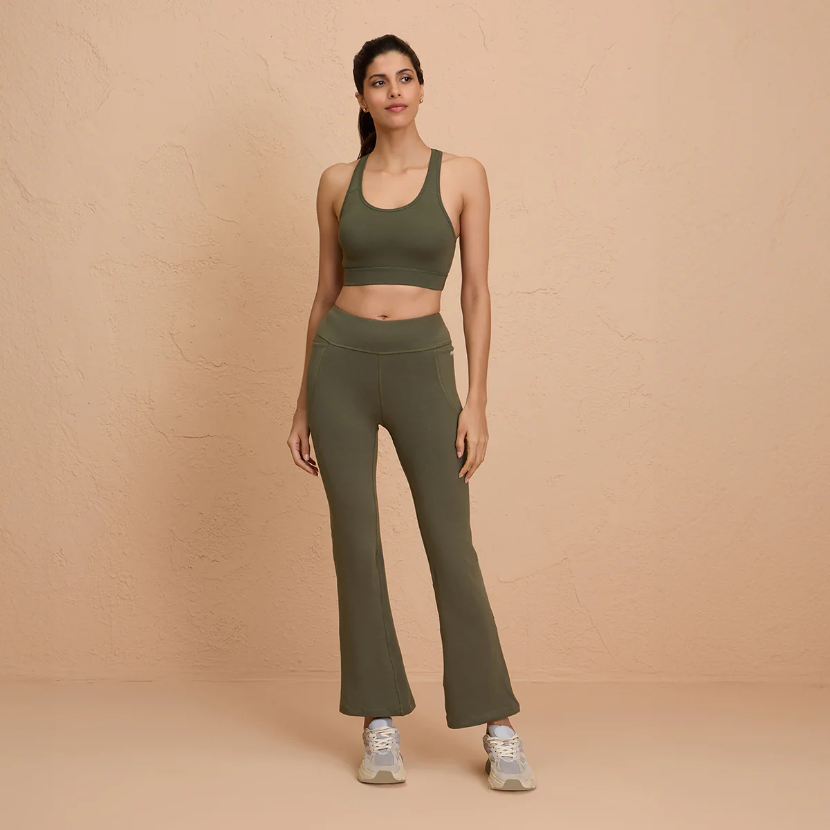 Nykd By Nykaa Cotton Stretch Slip On Sports Bra with Removable Cups NYK059 Beetle Green - Image 5