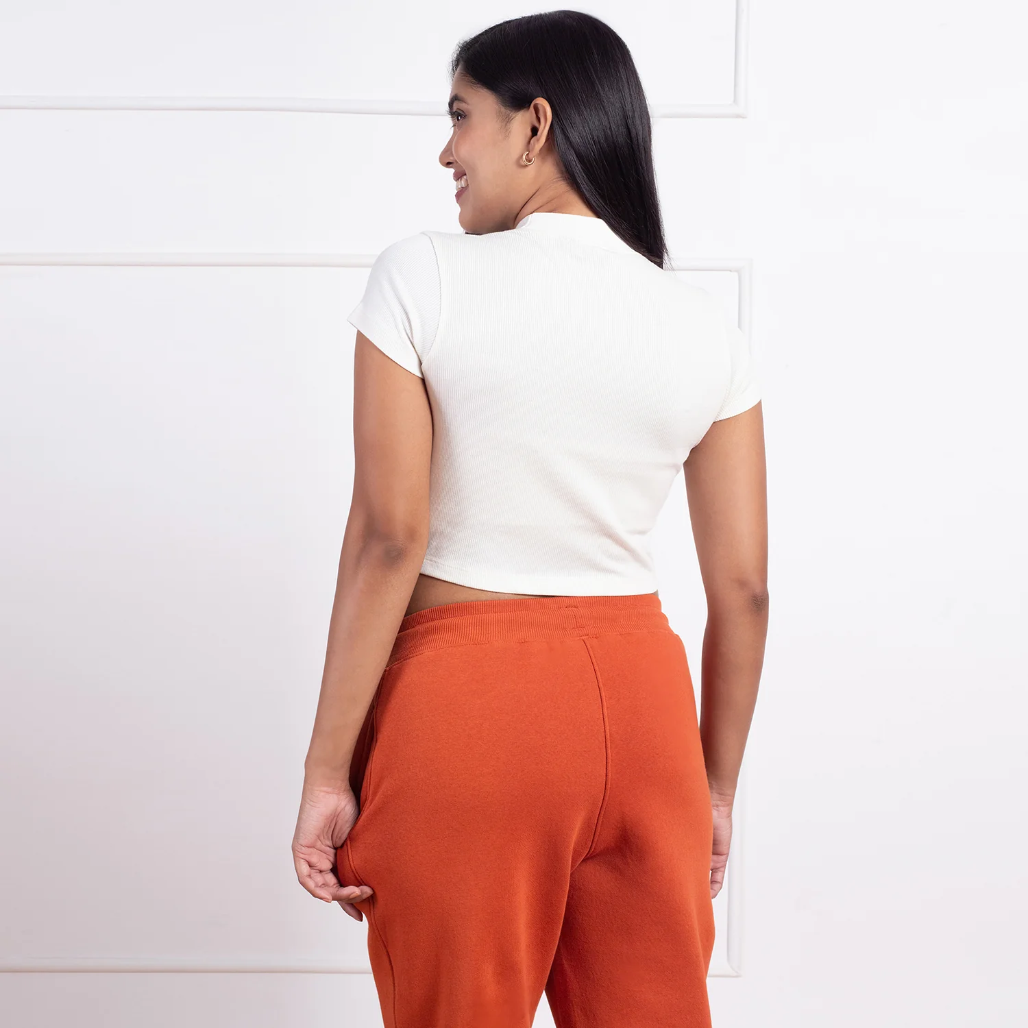 Nykd All Day Solid Ribbed Crop Top-NYOE07-Cannoli Cream - Image 3