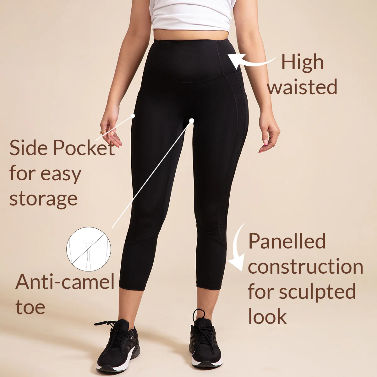 Nykd All Day High rise Classic Pannelled Leggings-NYK100-Anthracite - Image 3