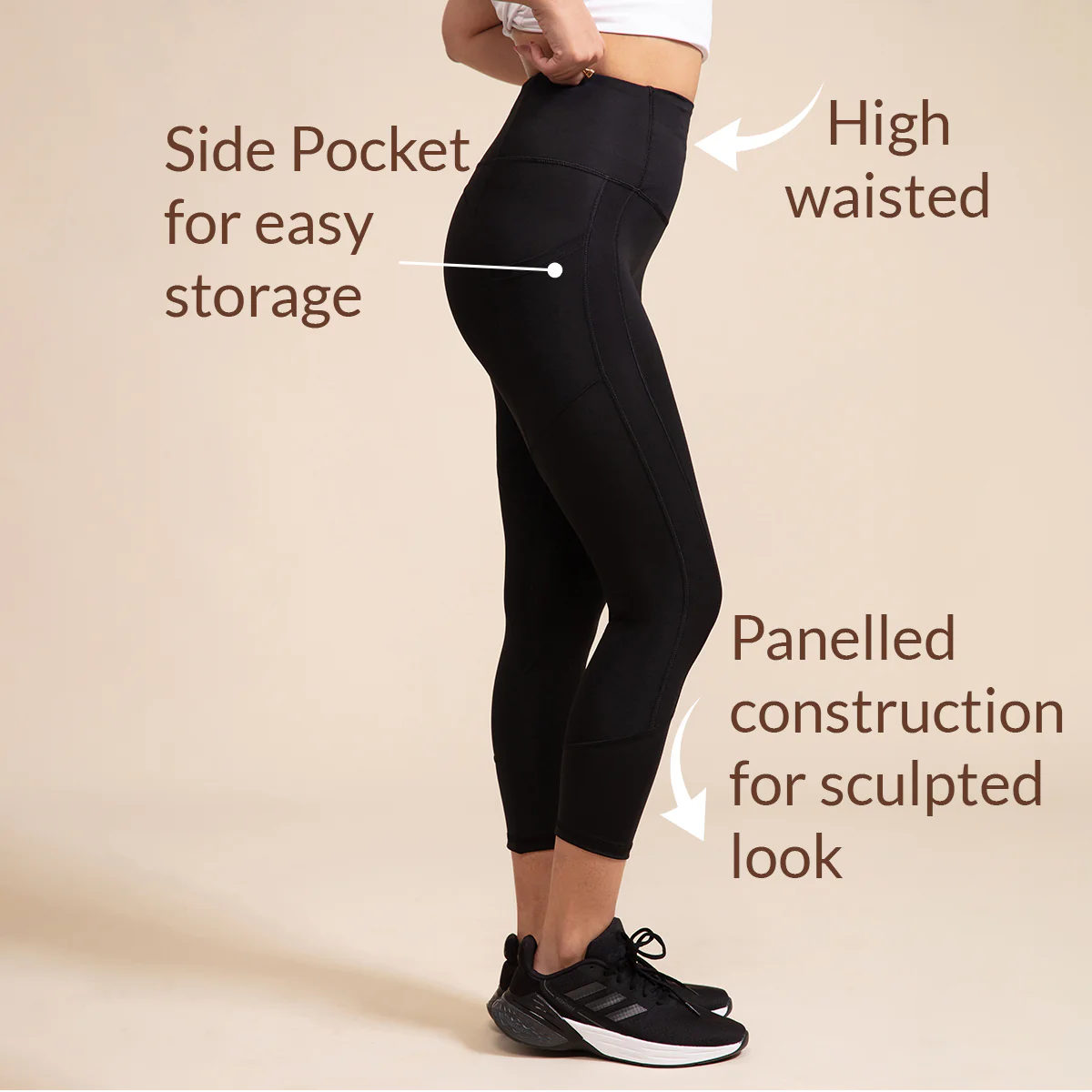 Nykd All Day High rise Classic Pannelled Leggings-NYK100-Anthracite - Image 4
