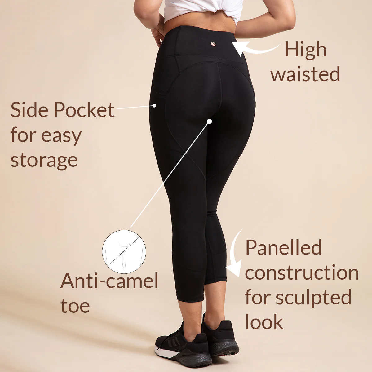 Nykd All Day High rise Classic Pannelled Leggings-NYK100-Anthracite - Image 5