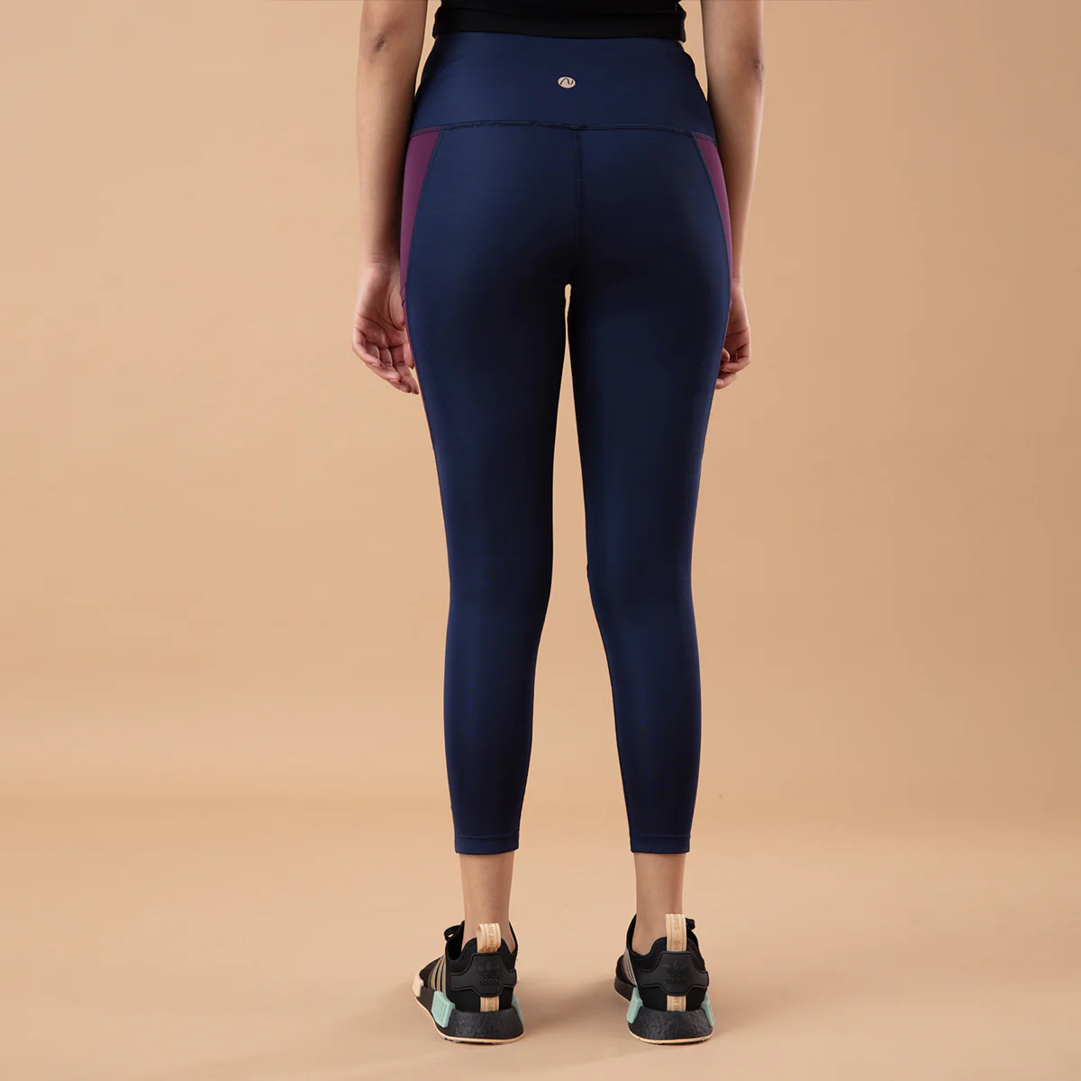 Nykd All Day High rise Color Block Breathable Leggings-NYK029-Peacoat+Potent Purple - Image 3