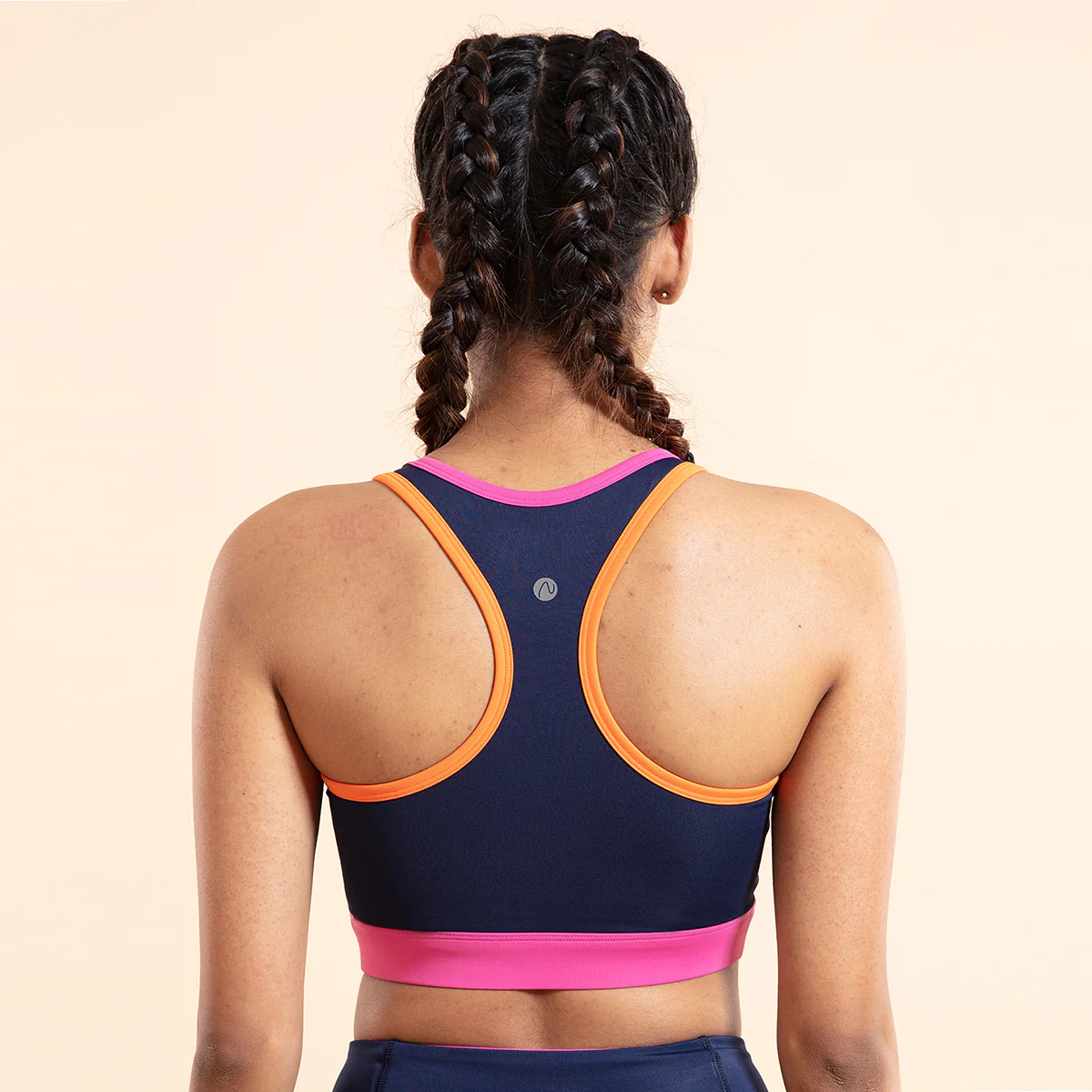 Nykd All Day Low impact Crop top Bra-NYK112-Peacoat Navy - Image 4