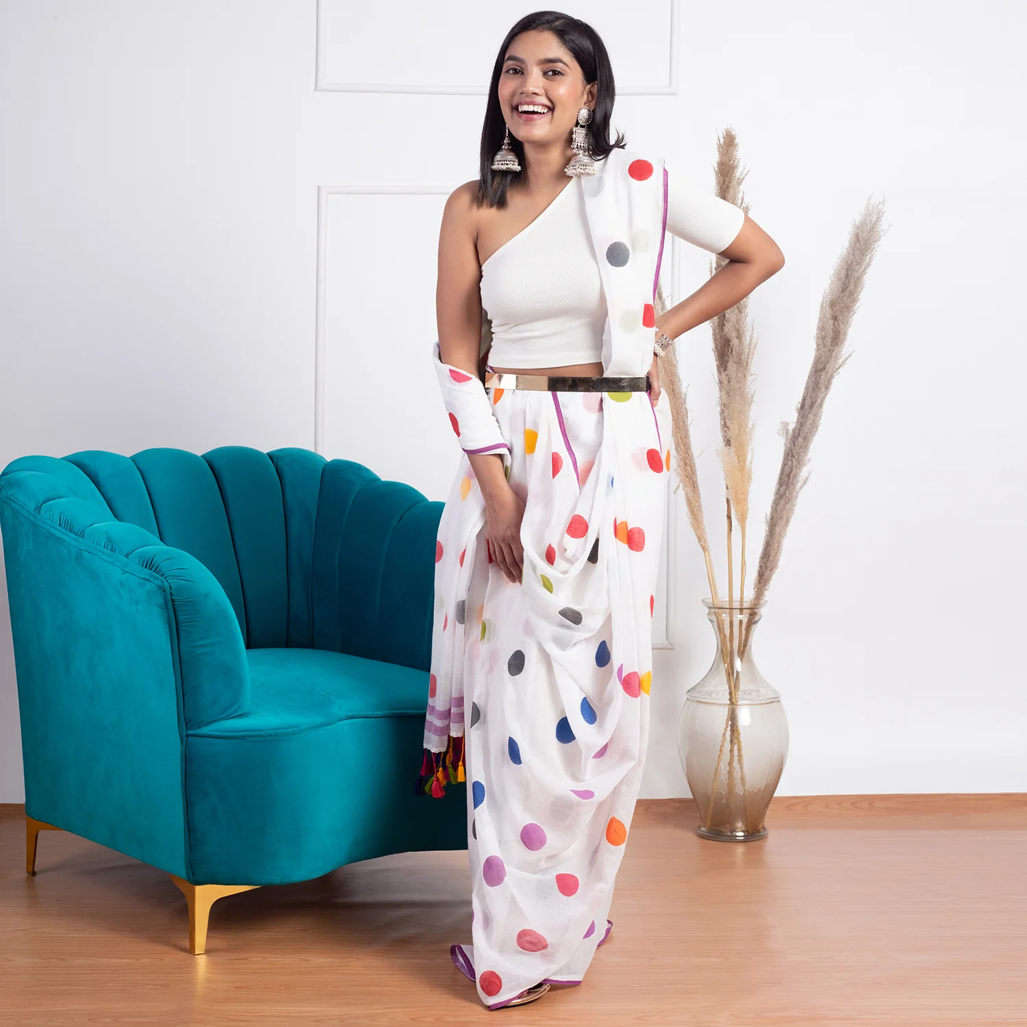 Nykd All Day One Shoulder Trendy Ribbed Crop Top-NYOE09-Cannoli Cream - Image 4