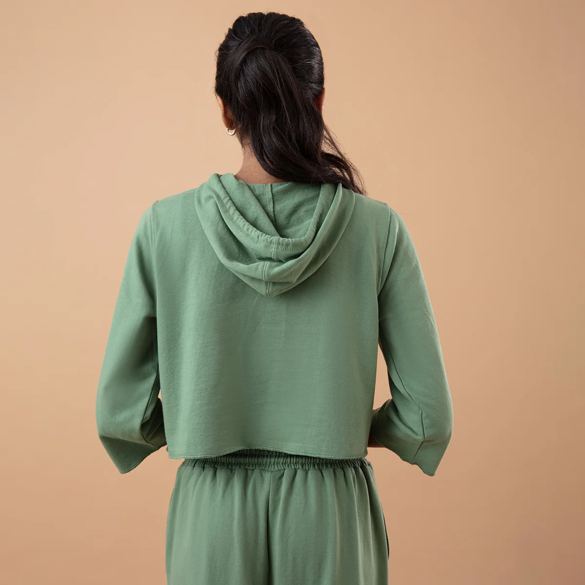 Nykd All Day Preppy short sleeve Cropped Hoodie-NYAT200-Jade green - Image 3