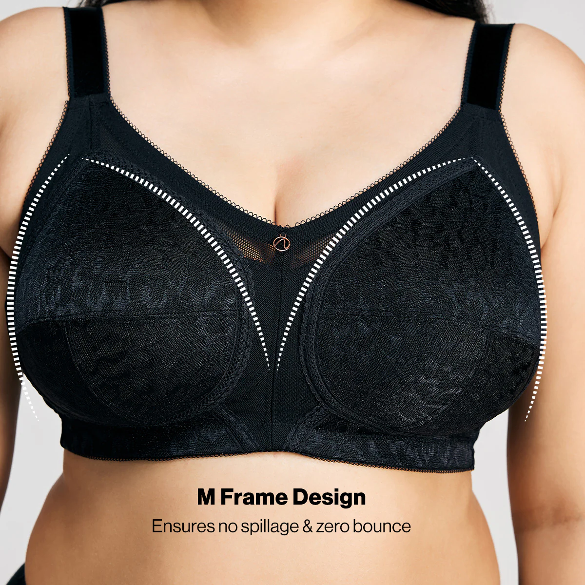 Nykd By Nykaa Ultimate No Bulge, Shape & Support Non Padded Non Wired Lace Bra NYB033 Black - Image 3