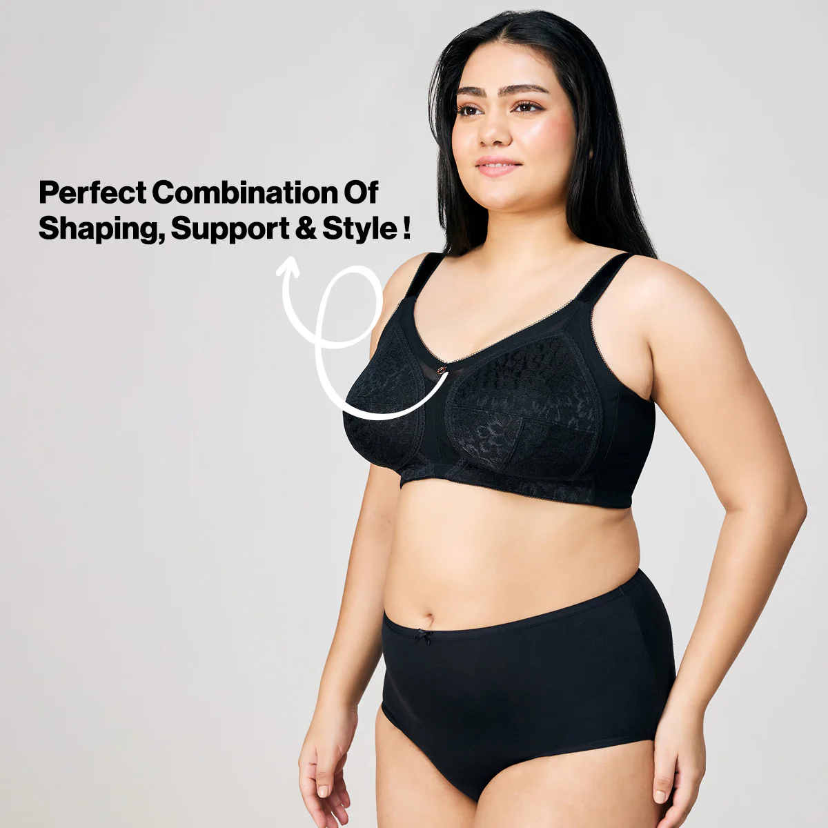 Nykd By Nykaa Ultimate No Bulge, Shape & Support Non Padded Non Wired Lace Bra NYB033 Black - Image 7