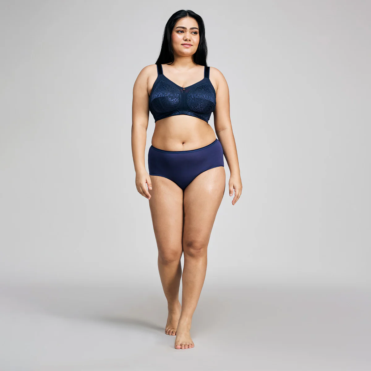 Nykd By Nykaa Ultimate No Bulge, Shape & Support Non Padded Non Wired Lace Bra NYB033 Navy Blue - Image 8