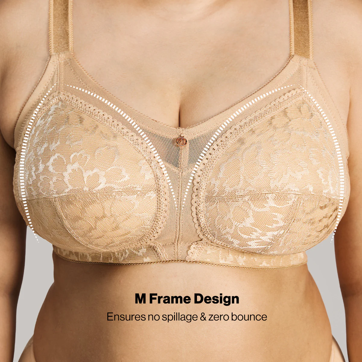 Nykd By Nykaa Ultimate No Bulge, Shape & Support Non Padded Non Wired Lace Bra NYB033 Sand - Image 3