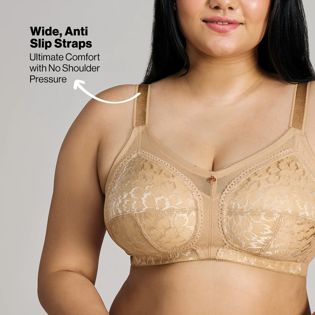 Nykd By Nykaa Ultimate No Bulge, Shape & Support Non Padded Non Wired Lace Bra NYB033 Sand - Image 6