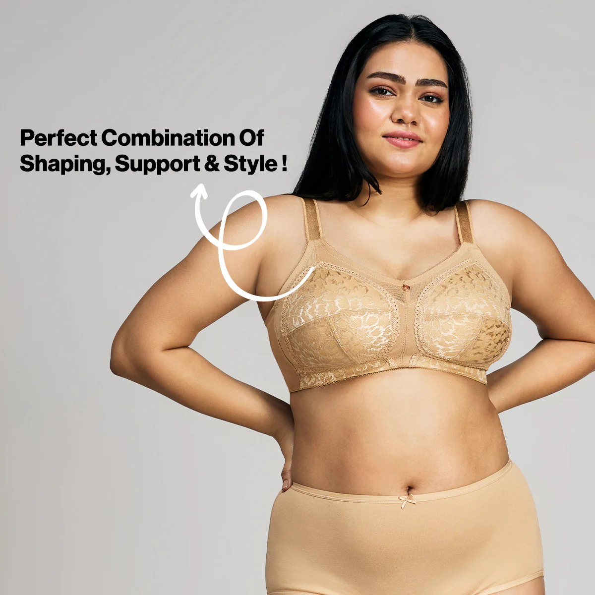 Nykd By Nykaa Ultimate No Bulge, Shape & Support Non Padded Non Wired Lace Bra NYB033 Sand - Image 7