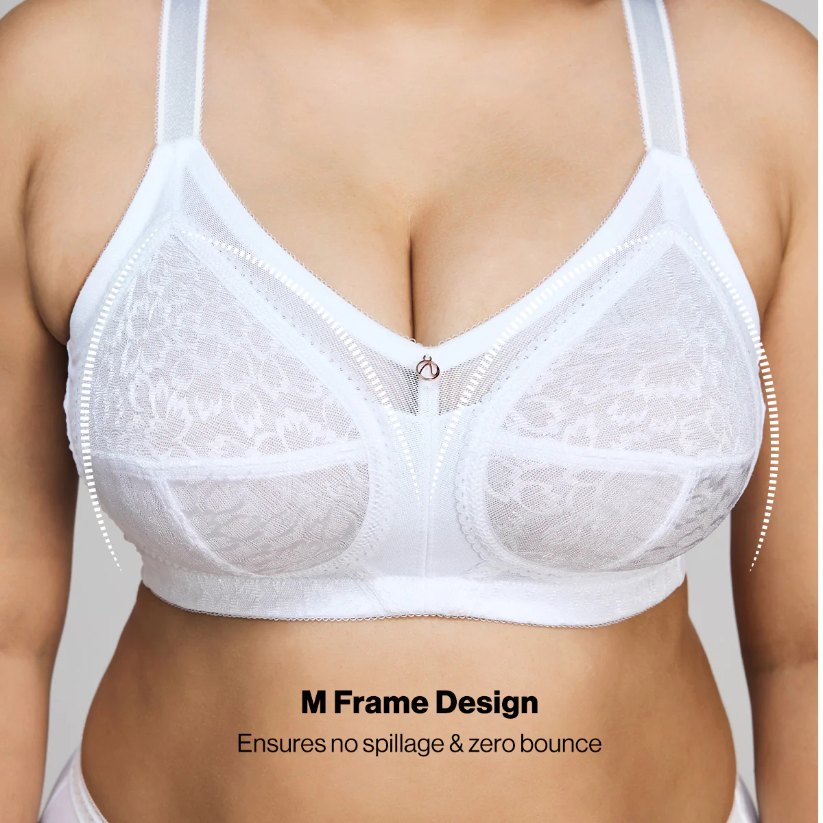 Nykd By Nykaa Ultimate No Bulge, Shape & Support Non Padded Non Wired Lace Bra NYB033 White - Image 3