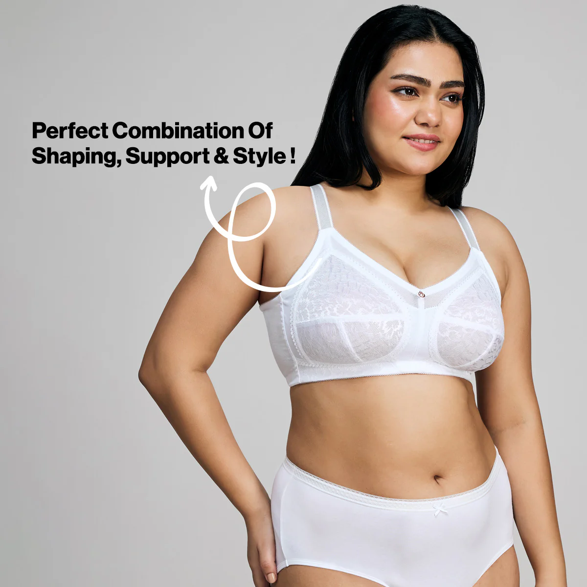 Nykd By Nykaa Ultimate No Bulge, Shape & Support Non Padded Non Wired Lace Bra NYB033 White - Image 7