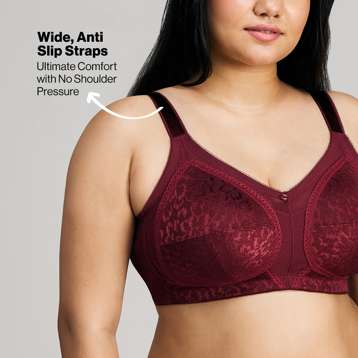 Nykd By Nykaa Ultimate No Bulge, Shape & Support Non Padded Non Wired Lace Bra NYB033 Wine - Image 6