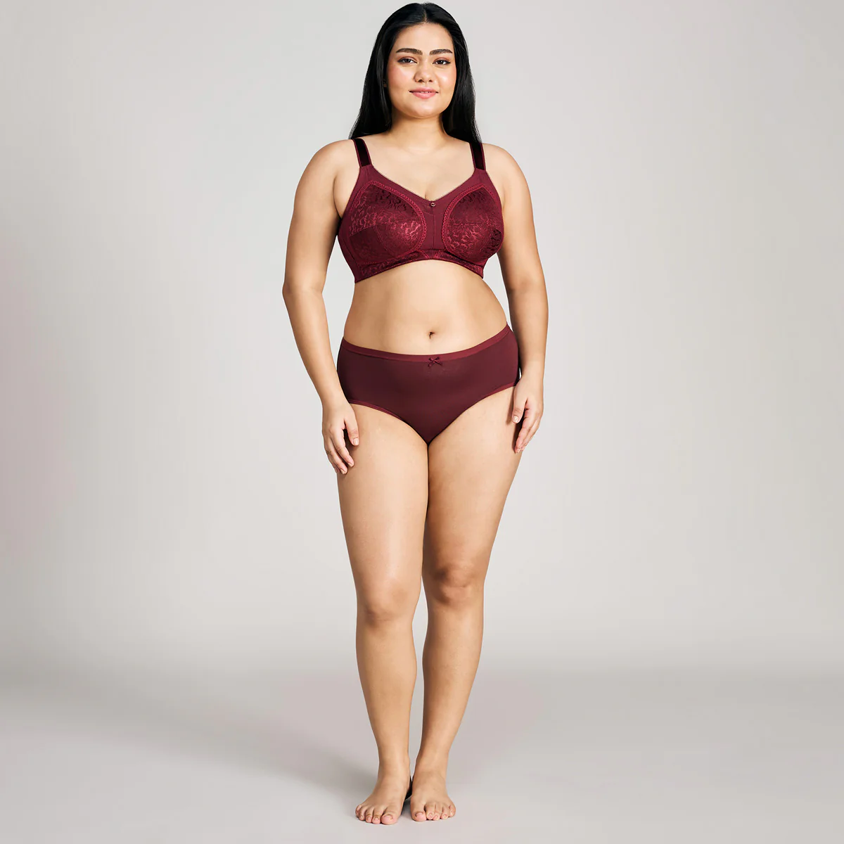 Nykd By Nykaa Ultimate No Bulge, Shape & Support Non Padded Non Wired Lace Bra NYB033 Wine - Image 8