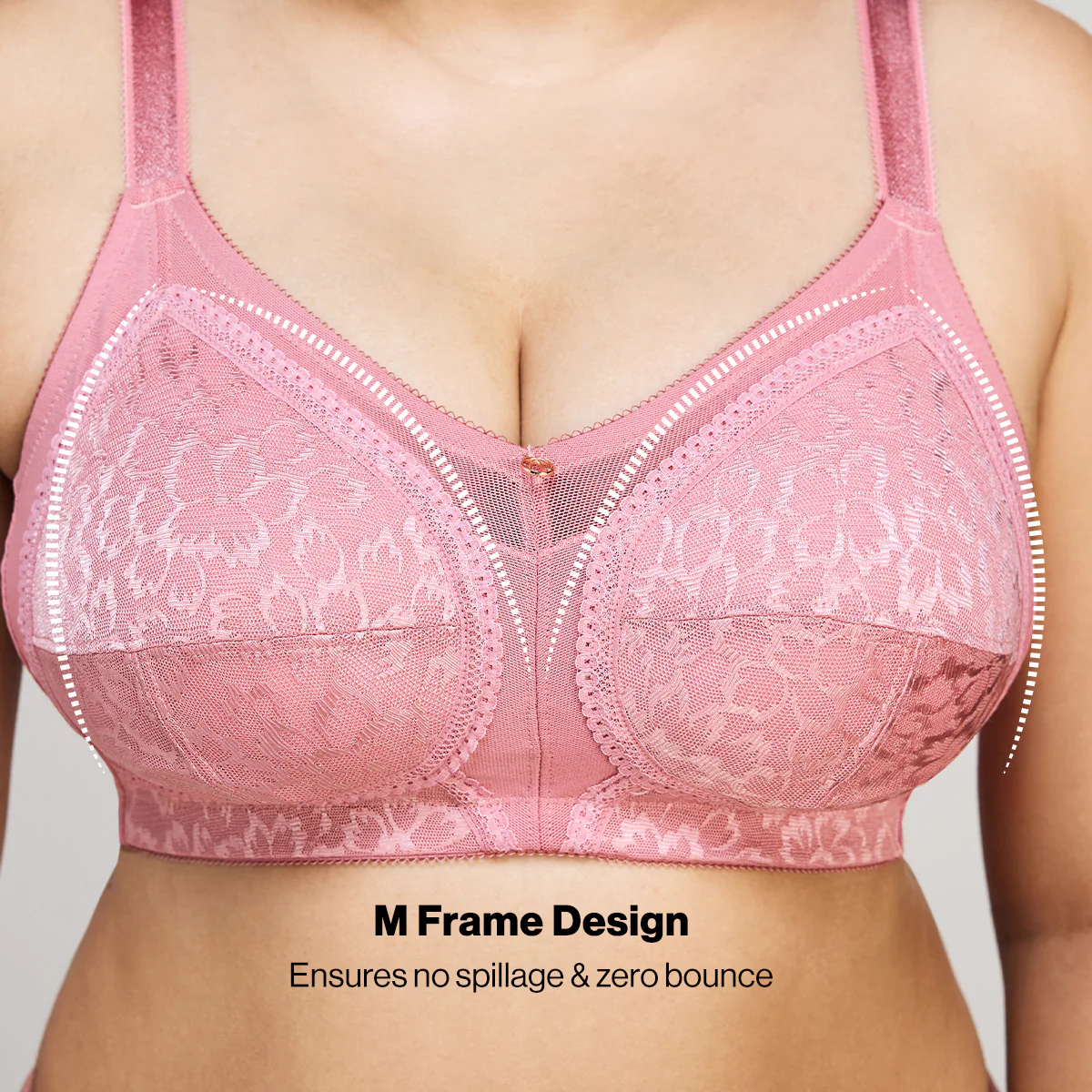 Nykd By Nykaa Ultimate No Bulge, Shape & Support Non Padded Non Wired Lace Bra NYB033 Blush - Image 3