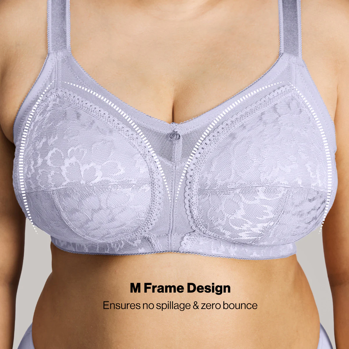 Nykd By Nykaa Ultimate No Bulge, Shape & Support Non Padded Non Wired Lace Bra NYB033 M Blue - Image 3
