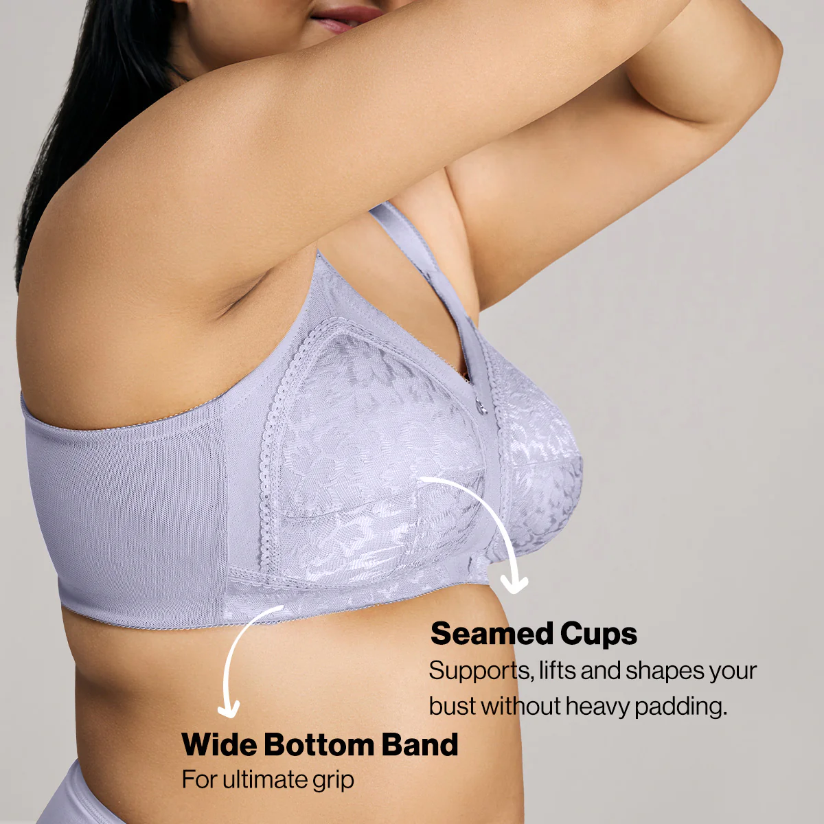 Nykd By Nykaa Ultimate No Bulge, Shape & Support Non Padded Non Wired Lace Bra NYB033 M Blue - Image 4