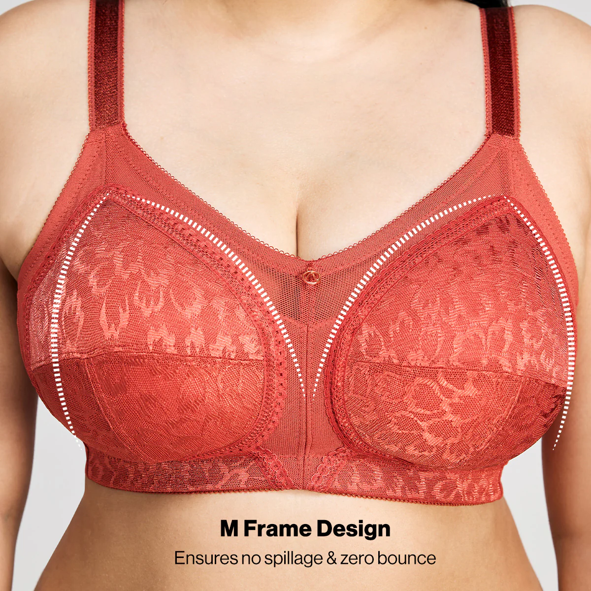 Nykd By Nykaa Ultimate No Bulge, Shape & Support Non Padded Non Wired Lace Bra NYB033 Red - Image 3