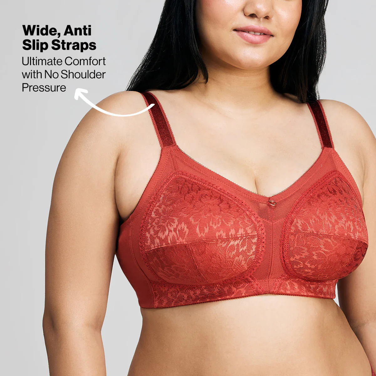 Nykd By Nykaa Ultimate No Bulge, Shape & Support Non Padded Non Wired Lace Bra NYB033 Red - Image 6