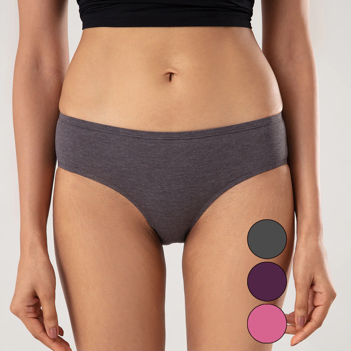 Pack of 3 No visible elastic Mid rise Hipster with medium rear coverage-NYP119-Multi-Color - Image 4